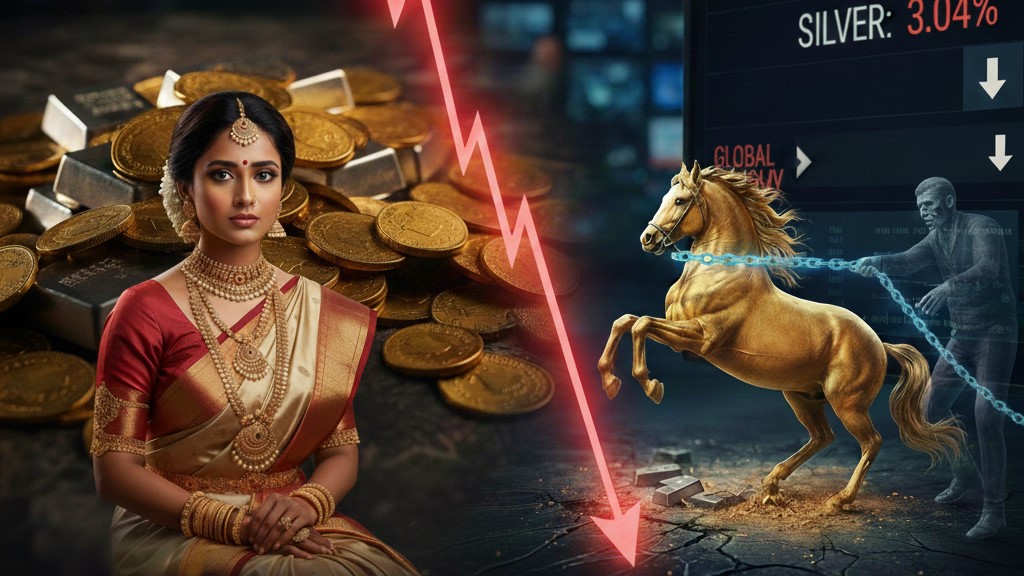 অশ্বমেধের যাত্রায় আচমকা ধাক্কা: রেকর্ড উচ্চতা থেকে কীভাবে হুড়মুড়িয়ে মুখ থুবড়ে পড়ল সোনা-রূপো?
