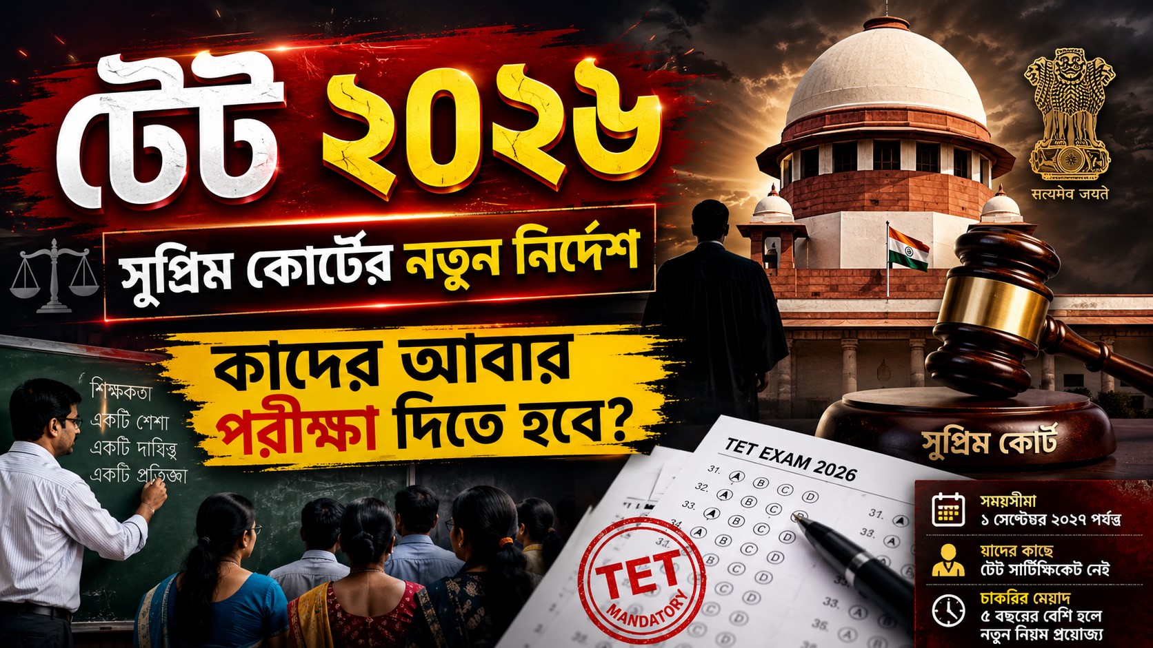 In-Service TET Exam Update: কাদের টেট দিতে হবে? সুপ্রিম কোর্টের ৫ বছরের সময়সীমা ও নতুন নিয়মাবলী জেনে নিন