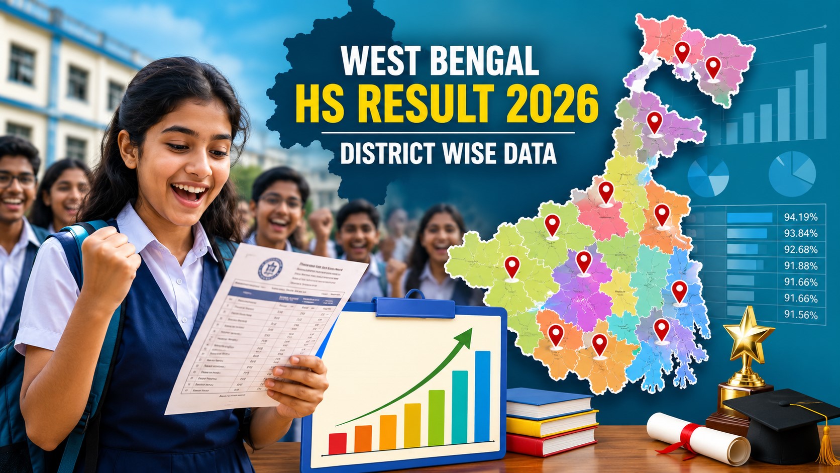 WB HS Result 2026 District Wise Pass Percentage: উচ্চমাধ্যমিকের জেলাভিত্তিক ফলাফল এবং পাসের হারের সম্পূর্ণ তালিকা জানুন