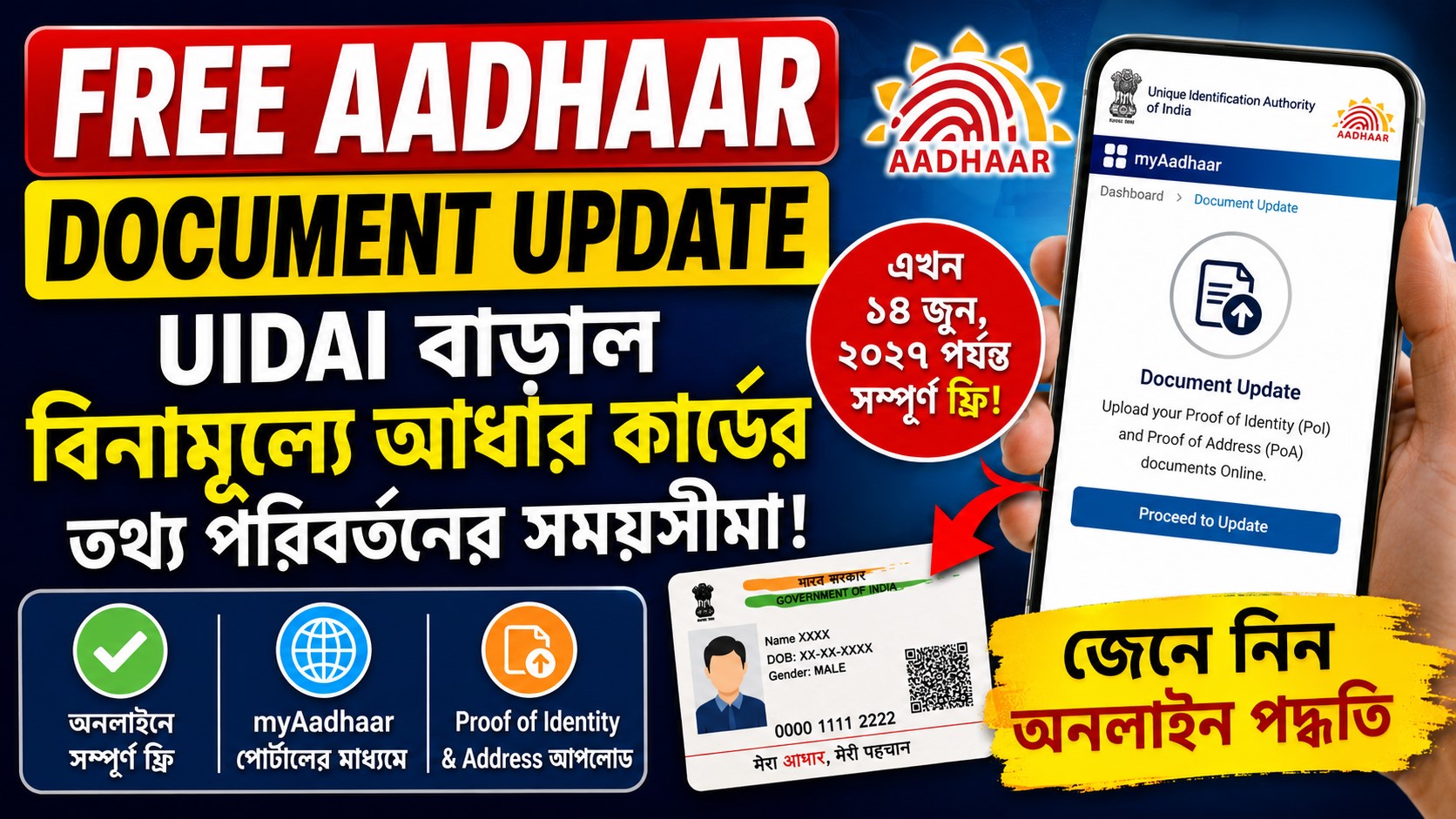Aadhaar Document Update Extension : আধার কার্ডের ফ্রিতে তথ্য পরিবর্তনের সময়সীমা বাড়ল, জানুন অনলাইন পদ্ধতি