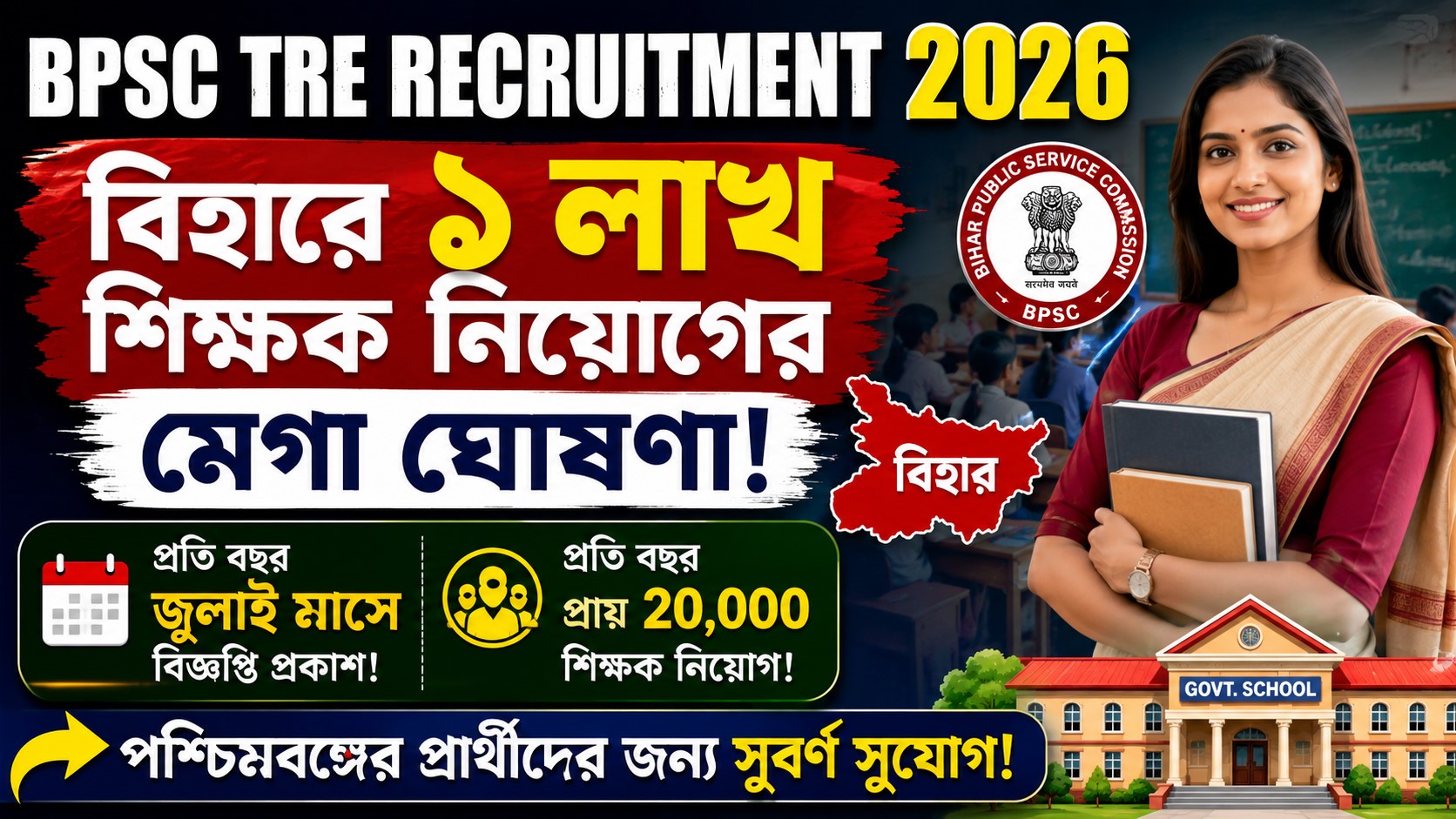 Bihar Teacher Recruitment 2026 Update: পশ্চিমবঙ্গের চাকরিপ্রার্থীদের জন্য আবেদন পদ্ধতি ও জরুরি শিক্ষাগত যোগ্যতার সম্পূর্ণ গাইড