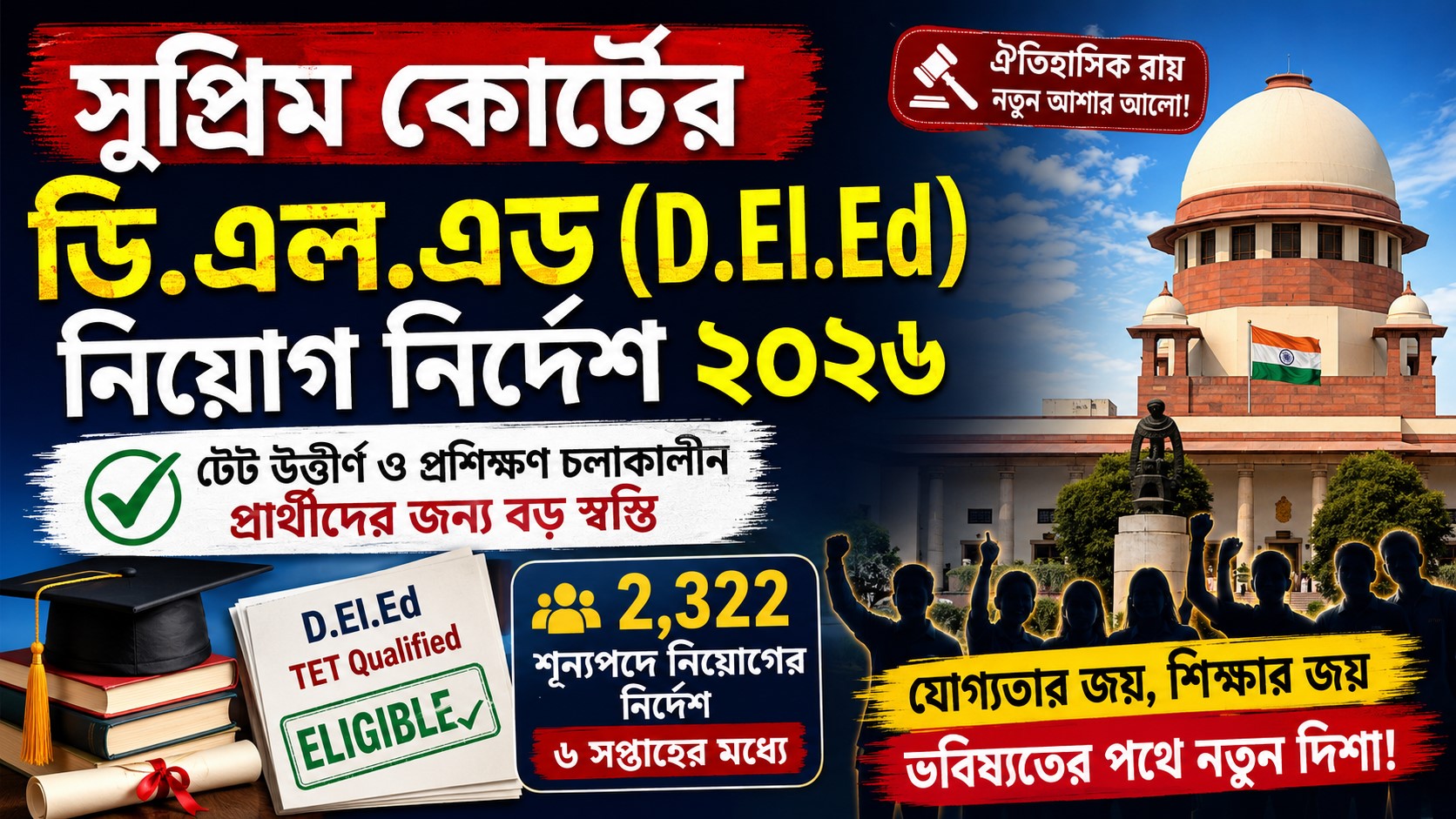 Supreme Court D.El.Ed Recruitment 2026: প্রাথমিক শিক্ষক নিয়োগের বড় নির্দেশ ও সম্পূর্ণ বিস্তারিত আপডেট