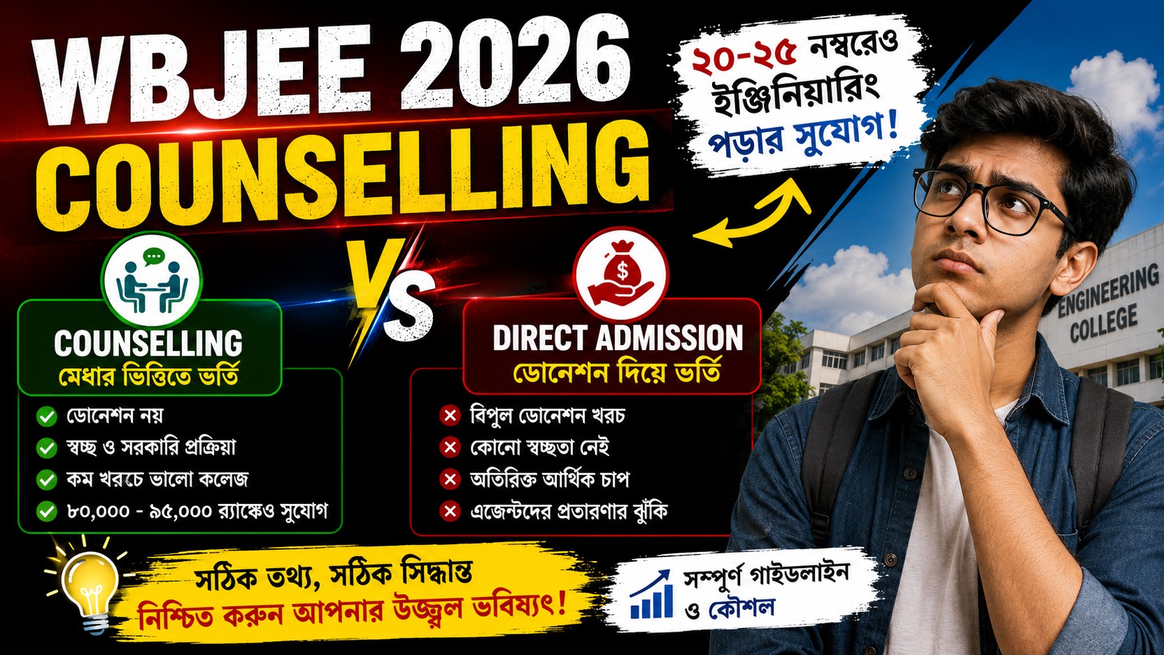 WBJEE 2026 Counselling vs Direct Admission: কম নম্বরে ভালো কলেজে ভর্তির সঠিক গাইডলাইন ও উপায়