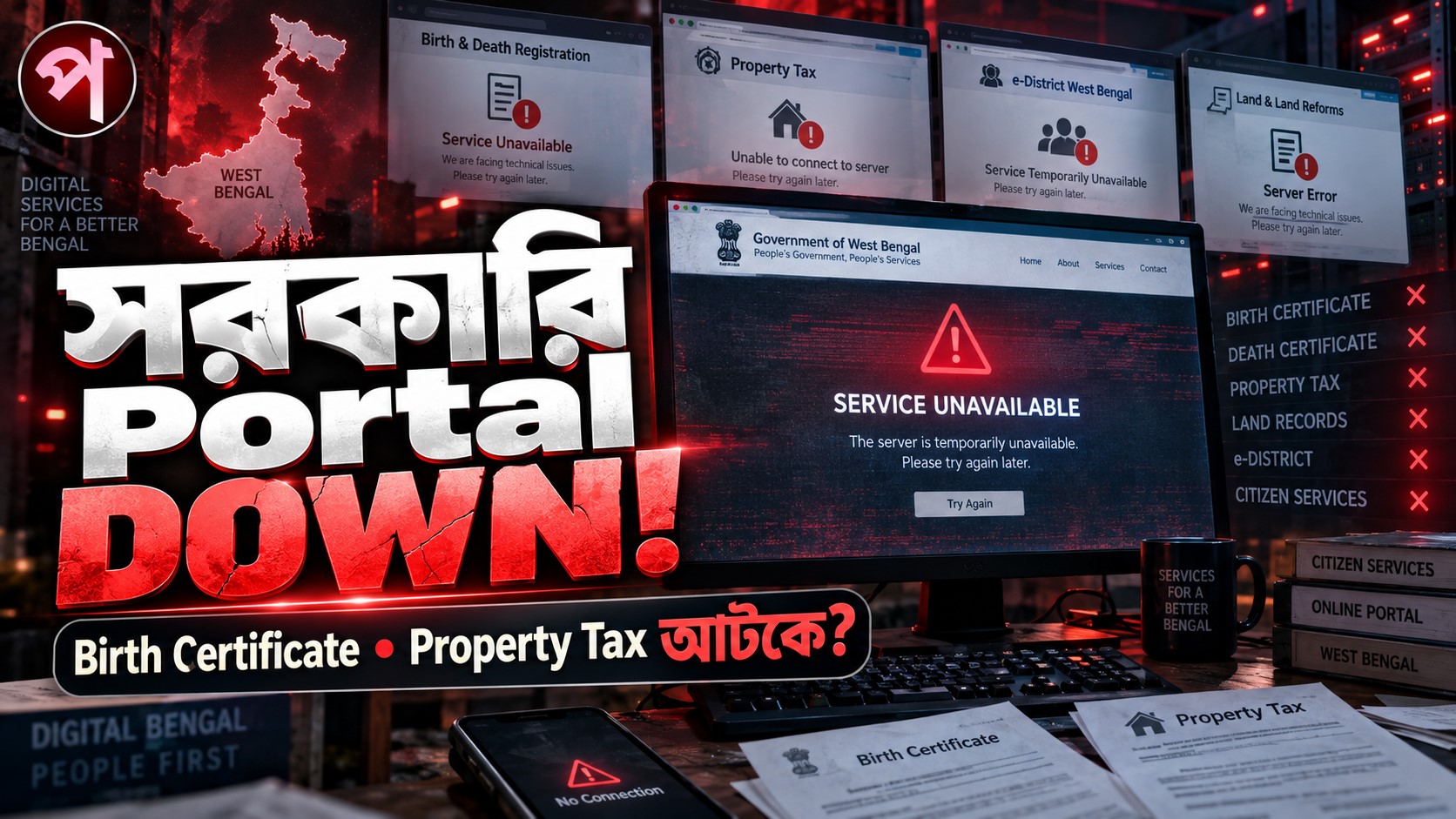 West Bengal Government Portal Down: Birth Certificate, Property Tax-সহ কী করবেন
