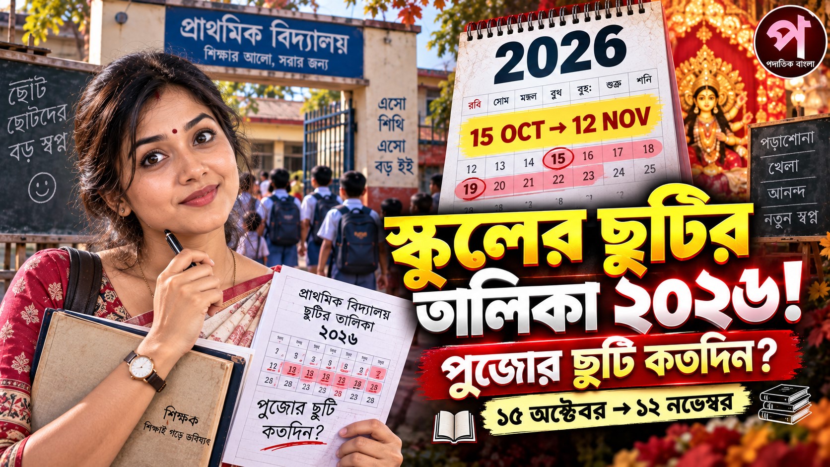 West Bengal Primary School Holiday List 2026: Puja Vacation ও ৬৫ দিনের ছুটির তালিকা