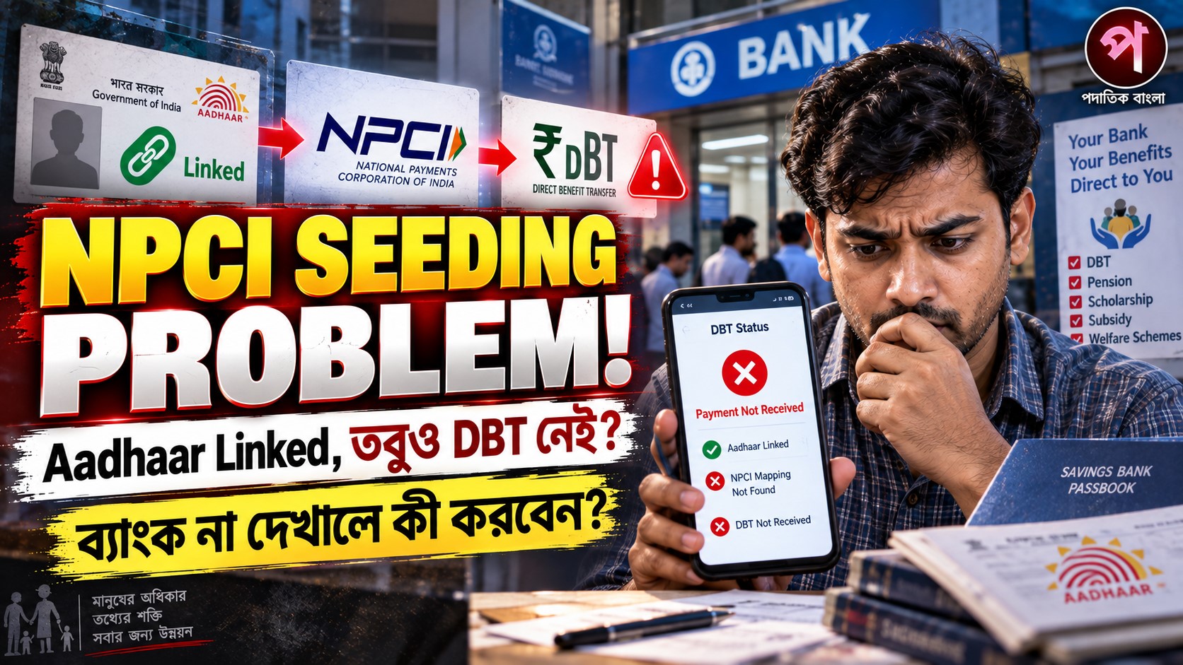 NPCI Aadhaar Seeding Problem: ব্যাংকে Aadhaar linked থাকলেও DBT না এলে কী করবেন